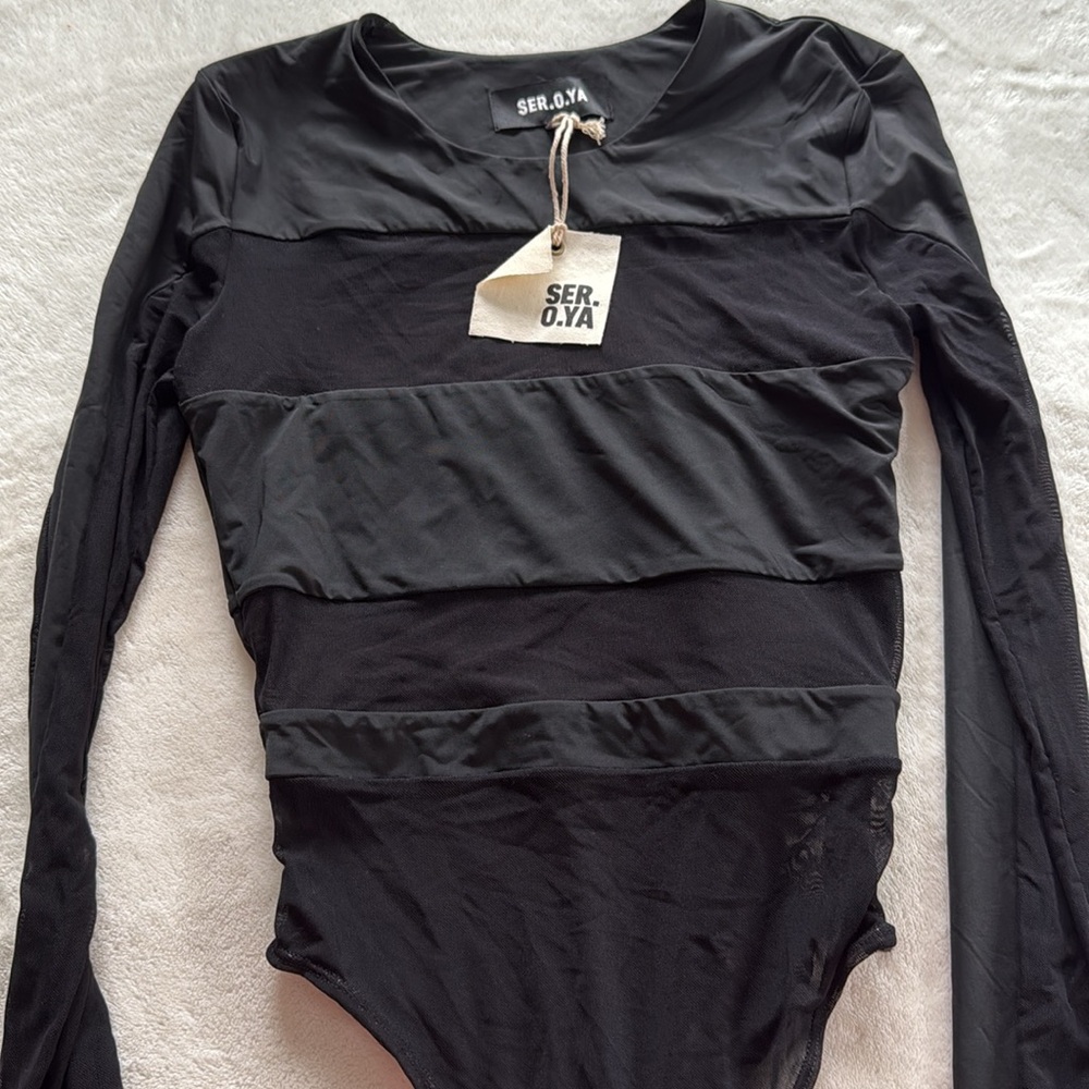 NWT Revolve SER OYA Ciar Black/Sheer Bodysuit Medium - Picture 6 of 12